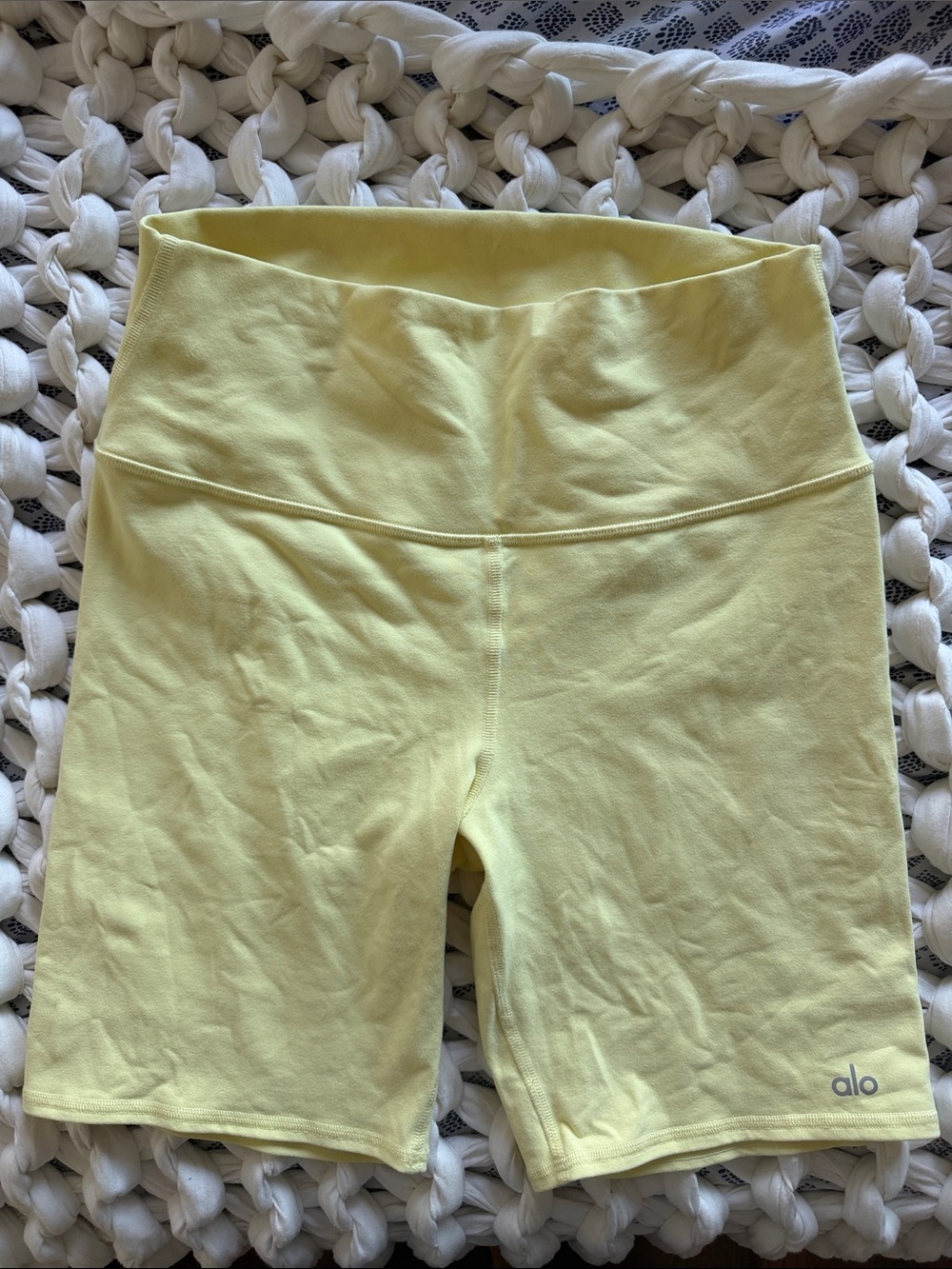 EUC ALO Yoga High-Waist Yellow Biker Shorts SIZE L